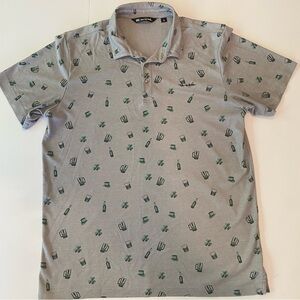 Travis Mathew Gray Irish Beer Golf Polo Shirt Large